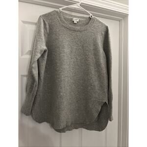 J Crew Teddie Sweater Womens Large Gray Merino Wool Blend Casual Knit Pullover